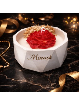 Crimson Poem Taş Tozu Döküm Kab Çiçek Pamuk Fitil