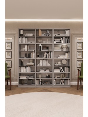 Asra Trend Lüks Büyük Boy Ayarlanabilir Ev Ofis Kitaplık %100 MDF Dekoratif Kütüphane Kitaplık K22