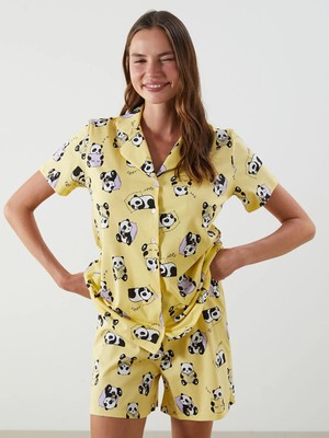 Lc Waikiki Yeni Sezon Panda Baskılı Kadın Şortlu Pijama Takımı