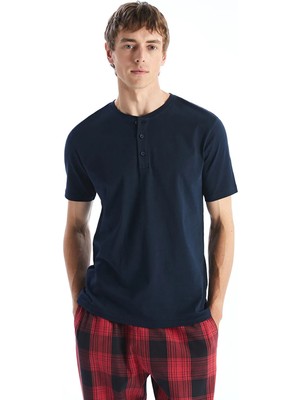 Lc Waikiki Yeni Sezon Bisiklet Yaka Kısa Kollu Erkek Pijama Üst