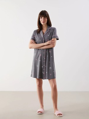 Lc Waikiki Yeni Sezon Gömlek Yaka Desenli Hamile Gecelik