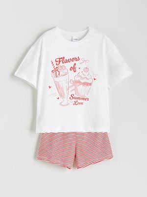 Lc Waikiki Yeni Sezon Bisiklet Yaka Kız Çocuk Şortlu Pijama Takımı