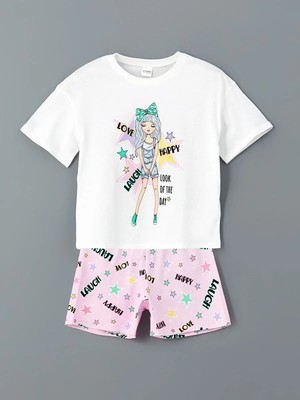 Lc Waikiki Yeni Sezon Bisiklet Yaka Kız Çocuk Şortlu Pijama Takımı