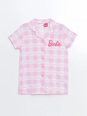 Lc Waikiki Yeni Sezon Gömlek Yaka Barbie Baskılı Kız Çocuk Pijama Üst