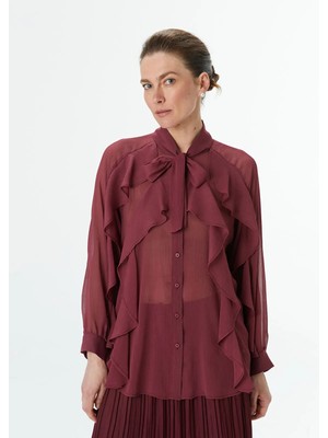 Lc Waikiki Yeni Sezon Bağlamalı Yaka Fırfırlı Kadın Bluz