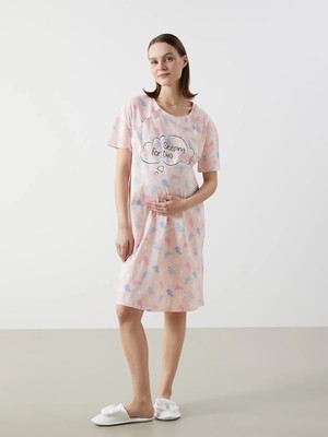 Lc Waikiki Yeni Sezon Bisiklet Yaka Baskılı Hamile Gecelik