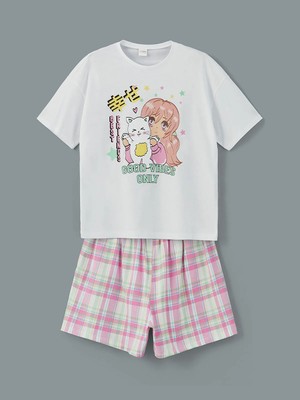 Lc Waikiki Yeni Sezon Bisiklet Yaka Kız Çocuk Şortlu Pijama Takımı