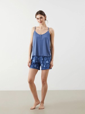 Lc Waikiki Yeni Sezon V Yaka Baskılı Kadın Şortlu Pijama Takımı