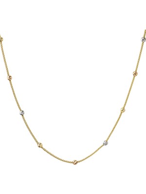 Zeya Kuyumculuk 14 Ayar Üç Renk Dorika Detaylı Örgü Zincir Kolye