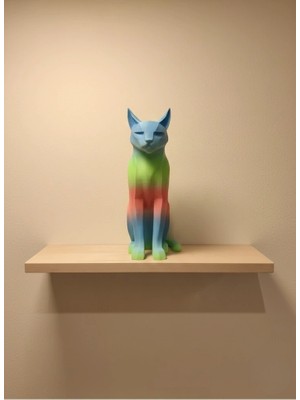 Shopwave Pastel Rainbow Kedi Figürü Masa ve Raf Üstü Ev Dekorasyonu