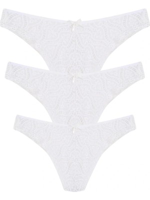 MTM My The Mall Dantelli 3lü Tanga Külot Ekru