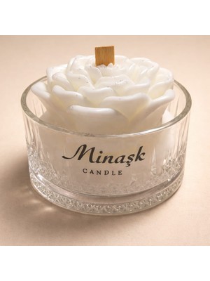Soft Rıtual Cam Kase Odun Fitil Çiçek Sade Soya Mum