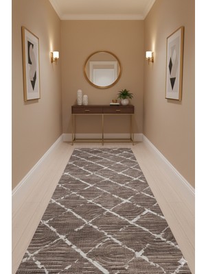 Swan Home Kaymaz Tabanlı Yolluk Kesme Halı Salon Koridor Mutfak Yatak Odası Halısı SHJ3001 Kahve