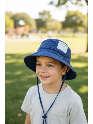 Aware Time Kitti Lacivert Bağcıklı Nefes Alabilir Polyester Yazlık Fötr Şapka 4-8 Yaş Erkek Çocuklar İçin