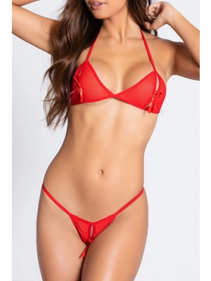 Beruflic Angel Büyük Beden Ağı Açık Kırmızı Sütyen Külot Takımı