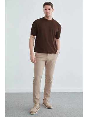 FullaModa Beli Bağcıklı Dokulu Pantolon