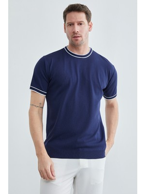 FullaModa Biyeli Bisiklet Yaka Triko Tişört