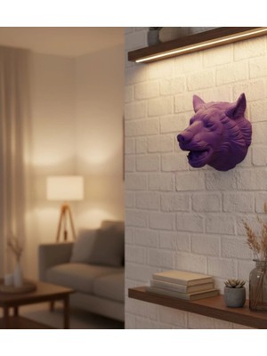Shopwave Dekoratif Mor Kurt Duvar Heykeli Asılabilir Hediyelik 25X19 cm