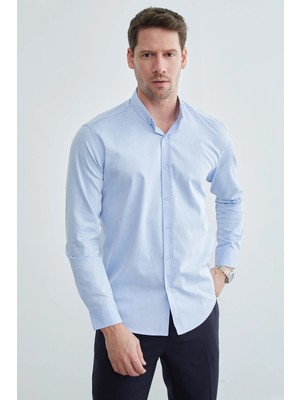 FullaModa Desenli Keten Görünümlü Gömlek