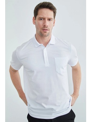 FullaModa Düğmeli Tek Cepli Polo Yaka  Tişört
