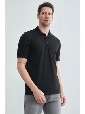 FullaModa Desenli Tek Cepli Polo Yaka Tişört