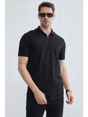FullaModa Yarım Fermuarlı Polo Yaka Tişört