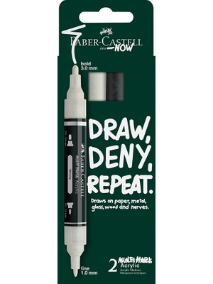 Faber-Castell 2'li Multimark Akrilik Markör Set, B&w