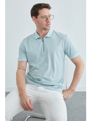 FullaModa Yarım Fermuarlı Polo Yaka Tişört