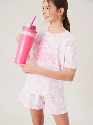 Lc Waikiki Yeni Sezon Bisiklet Yaka Kız Çocuk Şortlu Pijama Takımı