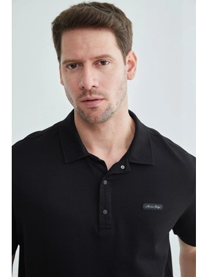 FullaModa Petek Kumaş Çıtçıtlı Polo Yaka Tişört