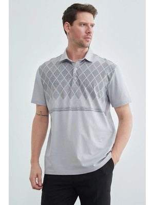 FullaModa Baklava Desenli Polo Yaka Tişört