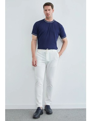 FullaModa Beli Bağcıklı Dokulu Pantolon