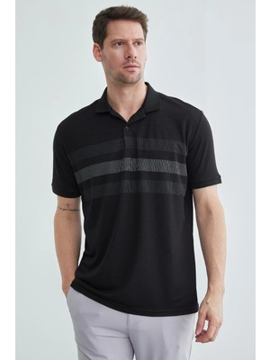 FullaModa Şeritli Düğmeli Polo Yaka Tişört