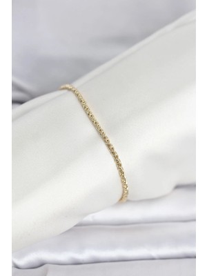 Tegan cm 14K Gold Renk Burgulu Zincir Model Kadın Bileklik TG27BB8288