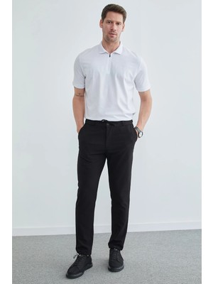 FullaModa Beli Bağcıklı Dokulu Pantolon