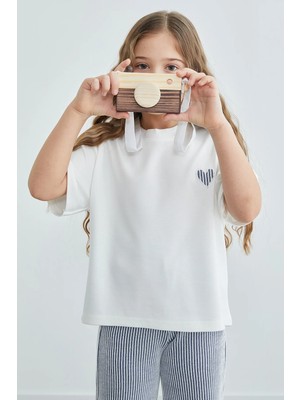 FullaModa Çizgili Bisiklet Yaka Kız Çocuk 2 Li Takım
