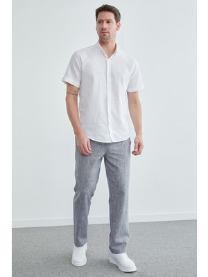 FullaModa Beli Bağlamalı Keten Görünümlü Pantolon