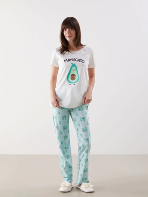 Lc Waikiki Yeni Sezon Bisiklet Yaka Baskılı Hamile Pijama Takımı