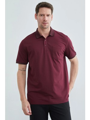 FullaModa Düğmeli Tek Cepli Polo Yaka  Tişört