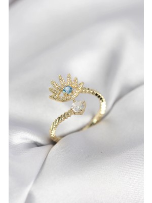 Tegan Gold Renk Göz Model Zirkon Taşlı Kadın Yüzük TG27BYK4074