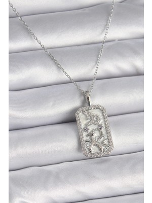 Luz&Pos 316L Çelik Gümüş Renk Zincir Oğlak Burcu Zirkon Taşlı Kadın Kolye