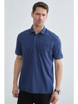 FullaModa Düğmeli Tek Cepli Polo Yaka  Tişört