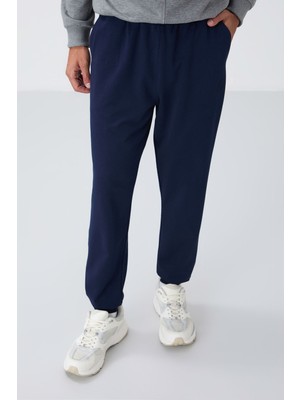Tommy Life İndigo Klasik Cepli Standart Kalıp Manşetli Erkek Eşofman Alt - 84652