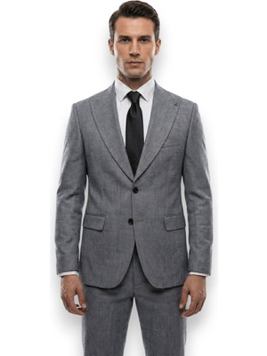 HERMOSE Signature | Gri Melanj Açık Mavi Takım Elbise