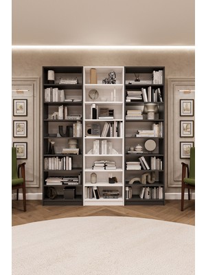 Asra Trend Lüks 24 Raf Ayarlanabilir Ev Ofis Kitaplık %100 MDF Dekoratif Kütüphane Kitaplık K28