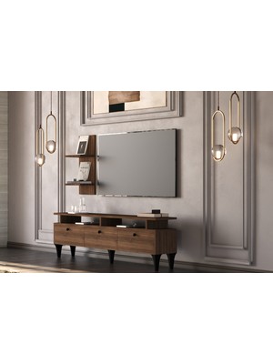 Metalia Neva 3 Kapaklı Ayaklı Duvar Raflı Tv Ünitesi