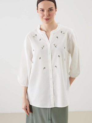 Lc Waikiki Yeni Sezon Kaçık Yaka Çiçekli Kadın Bluz