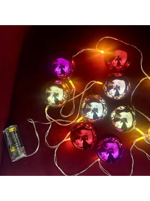 Skygo 2 Metre 10 Led Pilli 2 Kademeli Parlak Top Led Yılbaşı Ağacı Süsü MZ-3