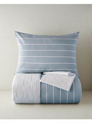 English Home Timeless Line Kolay Ütülenir Çarşaflı Tek Kişilik Nevresim Takımı 160X220 cm Açık Mavi
