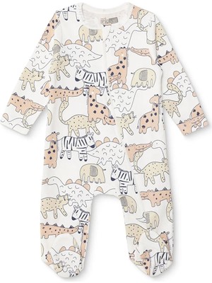 Hellobaby Hellobaby, Erkek, Patikli Tulum, Dinozor Baskılı, Fermuarlı, Bisiklet Yaka, Uzun Paça, Uzun Kol